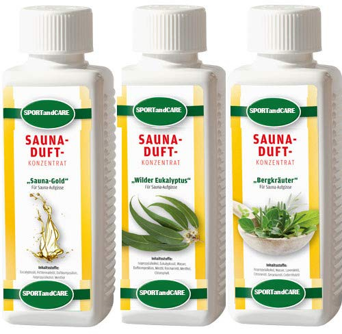 Saunaaufguss Tradition - Sauna Gold, Eukalyptus, Bergkräuter (3x250ml) von Finnsa