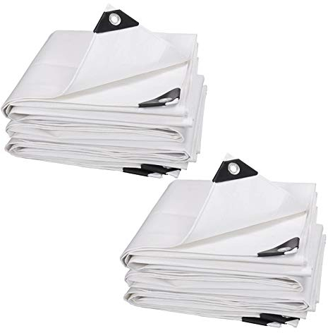 Lona Impermeable Universal con ojales Toldo y duradera resistente al agua y a los rayos UV, muy gruesa para muebles,jardín ,coche ect(2piezas)blanco 3x6 m