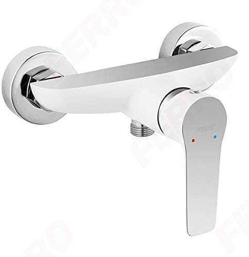 Weiße Duscharmatur Wandmischer Badarmatur Wandarmatur für Dusche - Weiß / Chrom - Serie: Ferro Adore BDR7