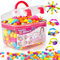 FunzBo Mädchen Geschenke 4 5 6 7 8 Jahre 4 in 1 Schmuck Basteln Mädchen Bastelset Kinder ab 4 Jahre kann Ketten Schnurset Ringe Schmuck Armbänder Selber Machen Bunte Weihnachten Geschenke