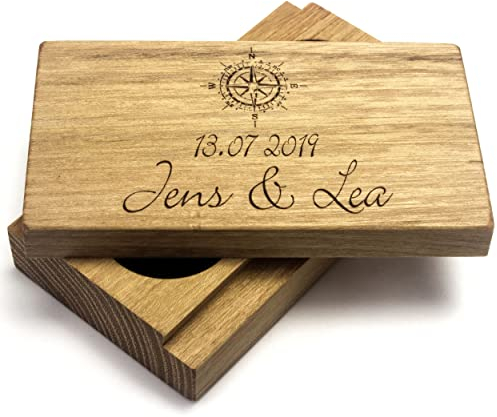 WoodBi Schmuckdose aus Holz mit Gravur personalisiert | für Ringe zum Hochzeitstag für Trauringe