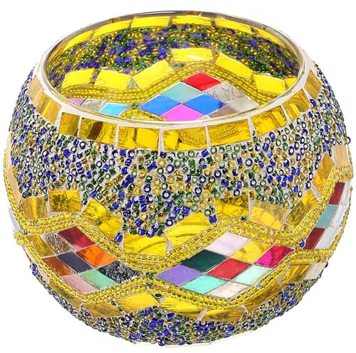 Mobestech Mosaic Tea Light Holder European Style Turkish Globe Mosaic Glass Candle Tealight Holder for Wedding Party Table Centerpiece Decoration
