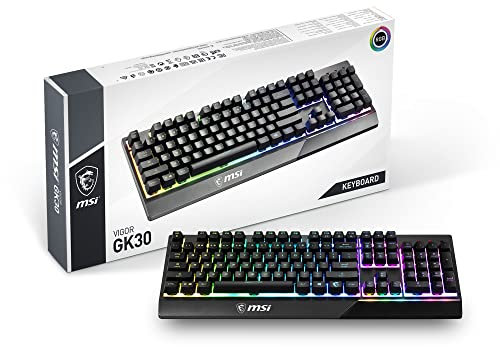 MSI Vigor GK30 Gaming Keyboard (UK layout) - Mechanical-like plunger switches, Water repellent keyboard design, RGB Mystic Light