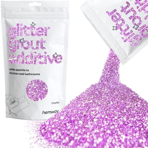 Hemway Glitter Grout Additive - Lavender Purple | Chunky Metallic Flakes for Adding Sparkle to Old & New Kitchen & Bathroom Tiles | Enhance Your Indoor Grouting Projects with a Sparkly Effect | 100 g