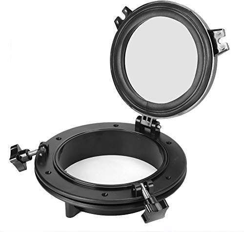 Ventana de ojo de buey, ojo de buey redondo de 8 pulgadas con apertura de ojo de buey, negro, fácil instalación de forma redonda, universal reemplazo para RV, barco, yate