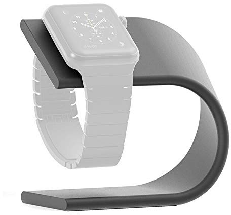 iWatch Charging Stand Compatible for Apple Watch SE / 6/5 / 4/3 / 2/1 38mm / 40mm / 42mm / 44mm - Aluminum Smartwatch Stand Nightstand Strap Holder Station - Dark Grey