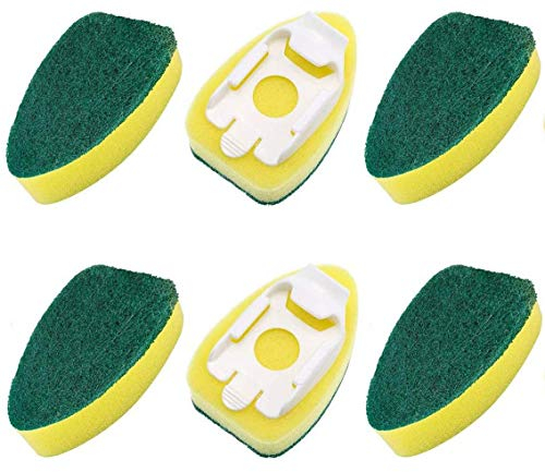 6PCS Dish Wand Refills Replacement Dishwashing Sponge Heads Dish Wand Brush Pads Kitchen Sink Cleaning Tool for Kitchen Room Floor Glasses Cleaning Supply