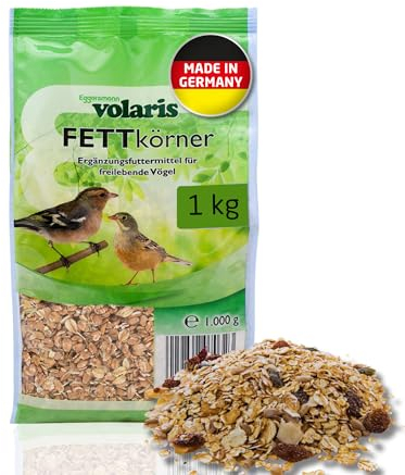 Eggersmann volaris 1kg Fettkörner | Vogelfutter Wildvögel ganzjährig | Wildvogelfutter für das ganze Jahr | Fettreiches Streufutter für alle Vogelarten