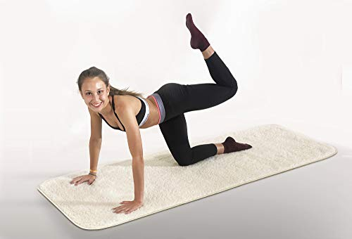 Yogamatte, reine Schurwolle, Lammfell, rutschfest, 75 x 200 cm