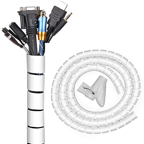 Kabelschlauch, Kabelspirale 22mm x 3M Flexibles Spiralschlauch, Kabel Organizer mit Kabelführungsclip, Kürzbar Kabelhülle von Kabeln bei PC, Computer, TV, Heimkino, HiFi-Anlage…