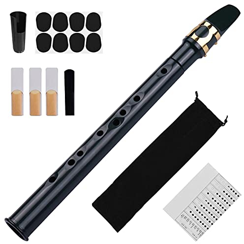8 Löcher Mini Saxophon, Tragbar Taschensaxophon Kit, mit 8 Zahnpolster und 4 Stimmzungen, Instrument für Anfänger