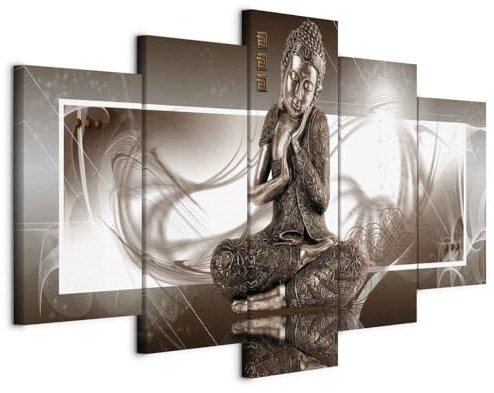 murando - Grand Tableau Mural Décoration Moderne Salon, Bouddha, 150x75 cm | Clous Inclus, Impression sur Toile, Tableaux, Posters et Arts Décoratifs, Asie Bouddhisme Feng Shui Orient Figures Religions
