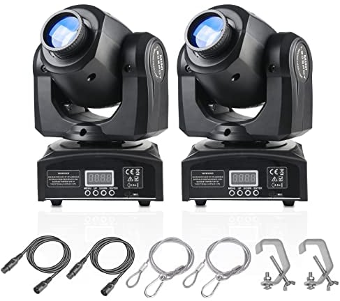(2Pack) LED Moving Head Light Mini 30W DJ Moving Head Gobo Light mit 8 Gobos und 8 Farben, DMX und sprachgesteuertem Stage Strobe Spotlight für Hochzeit, DJ, Party, Club, Disco, Beam Lights