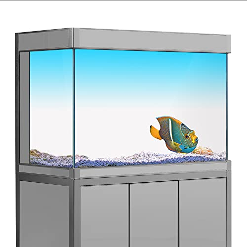 Himmelblau Weiß Farbverlauf Aquarium Hintergrund Aufkleber, HD-Druck, einfache Tapete Aquarium Hintergrund Dekorationen PVC Poster (verschiedene Größen) (11,8 x 35,4 (30 x 90 cm))