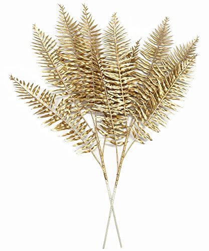 MASUMARK SM Künstliche goldene Pflanzen, 76.2 cm, 2 Stück, künstliche Areca-Palme, tropische Blätter, Kunststoff, Boston-Pflanze für Zuhause, Küche, Party, Blumenarrangement, Weihnachten, DIY-Dekor