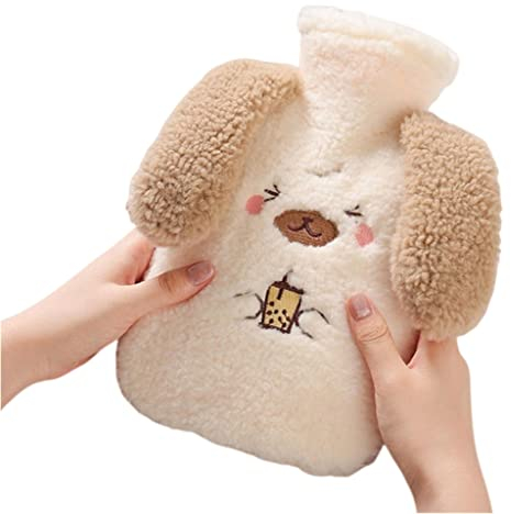 SHUIZONG Bouteille d'eau Chaude Mignon Thermos 500/1000/2000 ML en Peluche en Peluche PVC PVC Plombing Sac À Eau Tiède À Main-Rabbit D 1000Ml
