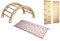 Montessori Kletterbogen | Bogen mit zweiseitiger Felswandrampe & Kissen | Hölzerner Kletterbogen & Kletterwand für Kinder | Kletterbogen Set mit Rampe und Kissen (Flamingo)