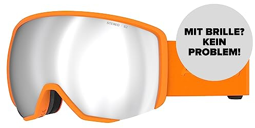 Salomon ATOMIC REVENT L STEREO Skibrille - Orange - Skibrillen mit Blendschutz - Hochwertig verspiegelte Snowboardbrille - Brille mit Live Fit Rahmen - Skibrille mit Doppelscheibe