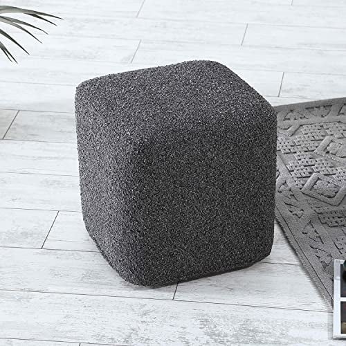 SIX Design Pouf Polsterhocker Sitzhocker Fußhocker eckig 42x40x40 Webstoff Anthrazit