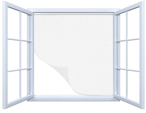 Door easy Fliegengitter Fenster 2er Set - 150x130cm weiß - Insektenschutz Fensternetz - Moskitoschutz für Fenster-Rahmen - Mückenschutz Insektengitter ohne Bohren