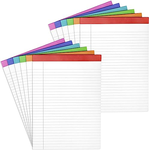 PAPERAGE Notizblöcke, liniert, Regenbogenfarben, 12 Stück, je 50 Blatt, breit/rechtlich liniert, Notizblöcke, Papier, 21,6 x 27,9 cm