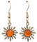 Sunflower Gold Earrings, Retro, Orange Moonstone, Gold plated Sun Earrings with orange centre on 18k gold plated hooks, Dangle Earrings (Sunflower Gold Earrings)