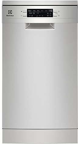 Electrolux ESA42110SX Lavavajillas de 45 cm, 9 cubiertos, Sistema AirDry, Programa Auto de 30 min, AutoSense, Motor Inverter, Función Extrahigiene, Brazo Aspersor Doble, Softspikes, 47 dB(A), Inox
