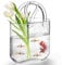 Noamus Glass Bag Vase, Unique Clear Purse Vase with Handle, 11 Inches Handbag Fish Bowl, Handmade Wide Mouth Bubble Vases, Floral Arrangement Vases for Garden Flowers, Wedding Centerpieces, Home Decor