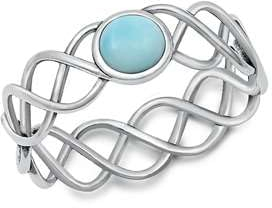 Sterling Silber 925 Larimar Ring 60