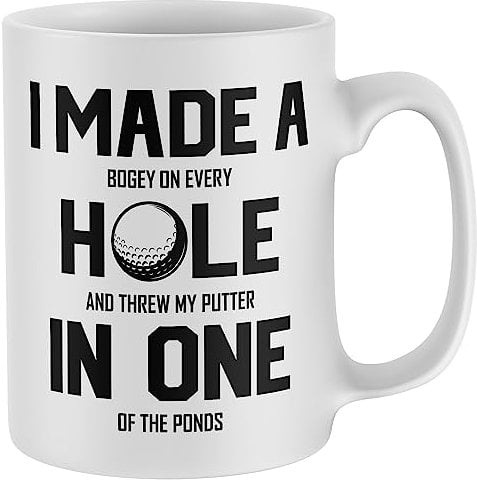 Purple Print House Funny Hole In One Golf Mug Golf Balls Golfer Dad Husband Coffee Tea Drinking Cup Gift