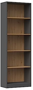 VBChome Standregal 60 x 182 x 30 cm Büroregal mit 5 Fächern Bücherregal Bücherschrank Holzwerkstoff Mehrzweckschrank für Flur Schlafzimmer Wohnzimmer Eiche Artisan - Antrazit Breite 60 cm