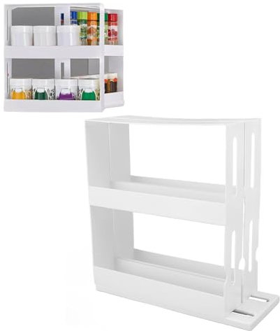 Topyond Rangement Epices Cuisine,2 Niveaux Étagère À Épices Coulissante,Organisateur D'Étagère À Épices Pour Armoire,Etagere Epices Cuisine De Grande Capacité Pour Le Stockage Des Assaisonnements