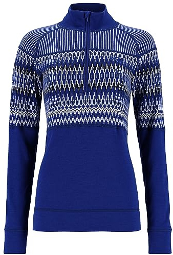 Kari Traa Silja Half Zip Women's Baselayer Top, 100% Merino Wool Long Sleeve Winter Shirt, Warm Base Layer Top, Azure, S