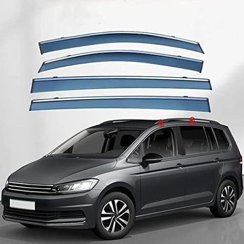 XTRU Auto Windabweiser für VW Touran 5T 2016-2023, Regensicher Schneesicher und Sonnensicher Einfache Montage Dekorative Auto Fenster Zubehör