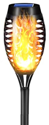 LQWELL Luces De Antorcha Solar Para Exteriores, 1 Piezas, 12 LED, LÁMpara Solar Con Efecto De Llama, IP65, Impermeable, JardÍN, Camino Solar, IluminaciÓN De CÉSped Para Patio Trasero (Paquete De 1)