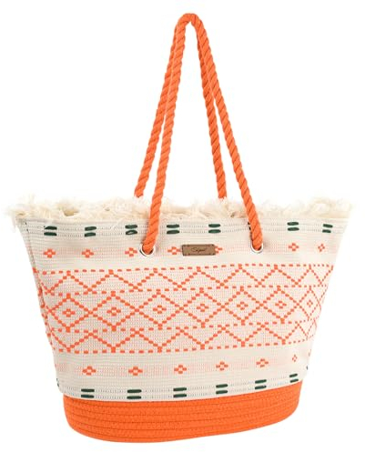 SKPAT - Bolsa De Playa Grande Estilo Veraniego Bolsa Playa Mujer Ideal para escapadas Y Bolsos De Playa Grandes Con Capacidad XL, Naranja