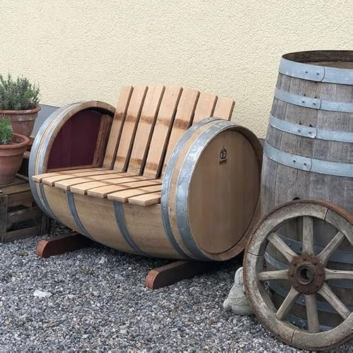 Fass-Schmiede Weinfass 1er-Sitzbank aus Eichenholz Gartenstuhl Sitzgelegenheit (Natur)