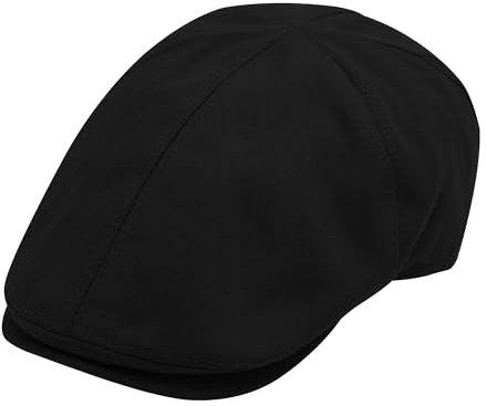 ZLYC Sommer Ivy Schirmmützen Ballonmütze Baumwolle Flatcap für Herren(Einfarbig Schwarz),Einheitsgröße