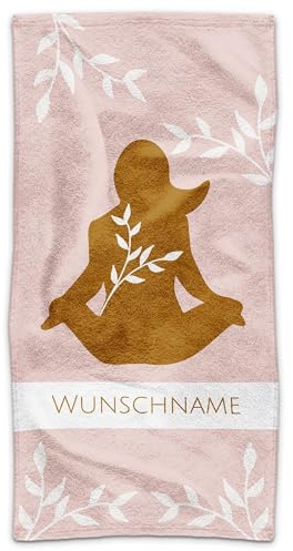 Print Royal PR Personalisiertes Yoga-Handtuch - Yoga Pose, Lotussitz - mit Name selbst gestalten, Yoga-Geschenk für Frauen, Yogalehrerin, Yogatrainer | Fotohandtuch, 100 x 50 cm