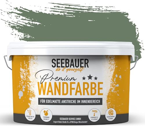 SEEBAUER diy Peinture murale vert pour intérieur (No. 760 Nordic Wood 5,0 Litre) Tons vert haute opacité