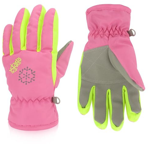 veyaltedl Winterhandschuhe Kinder, Wasserdicht, Schneehandschuhe, Skihandschuhe, Warm, Rosa, Unisex, Kinder, Handschuhe