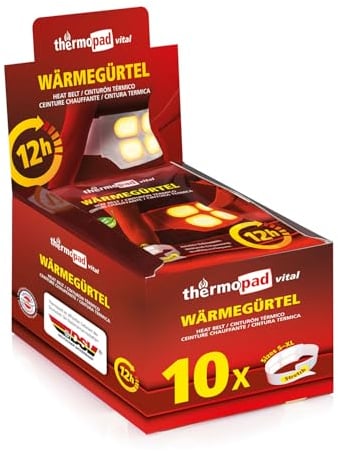 Thermopad Wärmegürtel GR. S-XL (Stretch/Klett) – DAS ORIGINAL: 10x Wärmegürtel für 12 Stunden I Sofort einsatzbereiter Wärmegurt aus extra warmen Wärmepflastern/Wärmepads – Nierenwärmer/Rückenwärmer