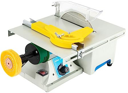 5-in-1 Edelstein Polierschleifmaschine, 750W Schleifmaschine Elektrische Poliermaschine (800-10000RPM), Tischkreissäge Tischpolierer für Polieren, Schneiden und Schleifen