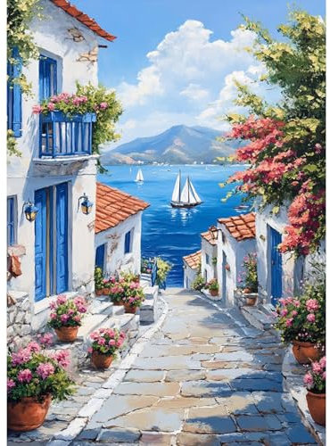 MAXBYE 5D Paysages Diamond Painting Adulte, Maison et Fleurs Peinture Diamant Painting Kit pour Adulte Débutant, Broderie Diamant Kit, DIY Peinture Diamant pour Murale Décoration 30x40cm