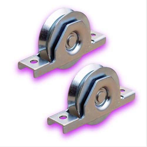 DECO FER FORGE- 2 Roues Galet de Portail Coulissant Rainure Gorge en V - Roulette Portail Coulissant A Visser - Diamètre Roue Ø 50 mm Support 100 kg- Roulette Charge Lourde- Porte Coulissante