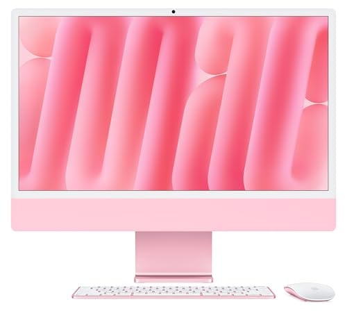 Apple iMac Ordinateur de Bureau Tout-en-Un avec Puce M4, CPU 10 cœurs et GPU 10 cœurs : Conçu pour Apple Intelligence, écran Retina 24'', 24 Go de mémoire unifiée, 512 Go de Stockage SSD ; Rose