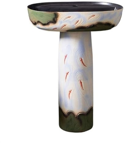 Lavabo à Colonne d'art rétro, lavabo sur Pied en céramique, lavabo de Salle de Bain, lavabo sur Pied extérieur sur Pied, Facile à Nettoyer et à Installer (Taille Unique)