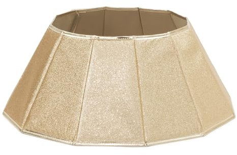 Christmas Village Glossy Gold Collapsible Tree Skirt 68cm – Durable Polyester, Easy Assembly and Storage with Velcro Connection