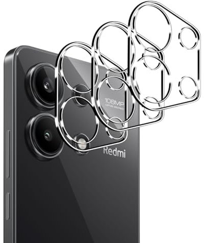 Lutree para Xiaomi Redmi Note 13 4G/ Redmi Note 13 (No 5G) Cristal Templado, 3 Piezas Dureza 9H HD Protector de Lente de Cámara, Anti Rasguños Vidrio Templado Película Protectora -Transparent