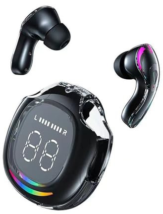 ELLENNE AURICOLARI SLIM SOTTILI CUFFIE BLUETOOTH 5.3 AIR40 BIANCHE NERE GAMING LOW LATENCY WIRELESS TWS DUAL CHANNEL TRASPARENTI (Nero)